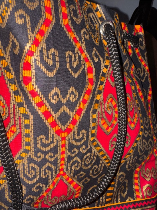 Ethnic Embroidered Bucket Bag in Black & Red main image 9